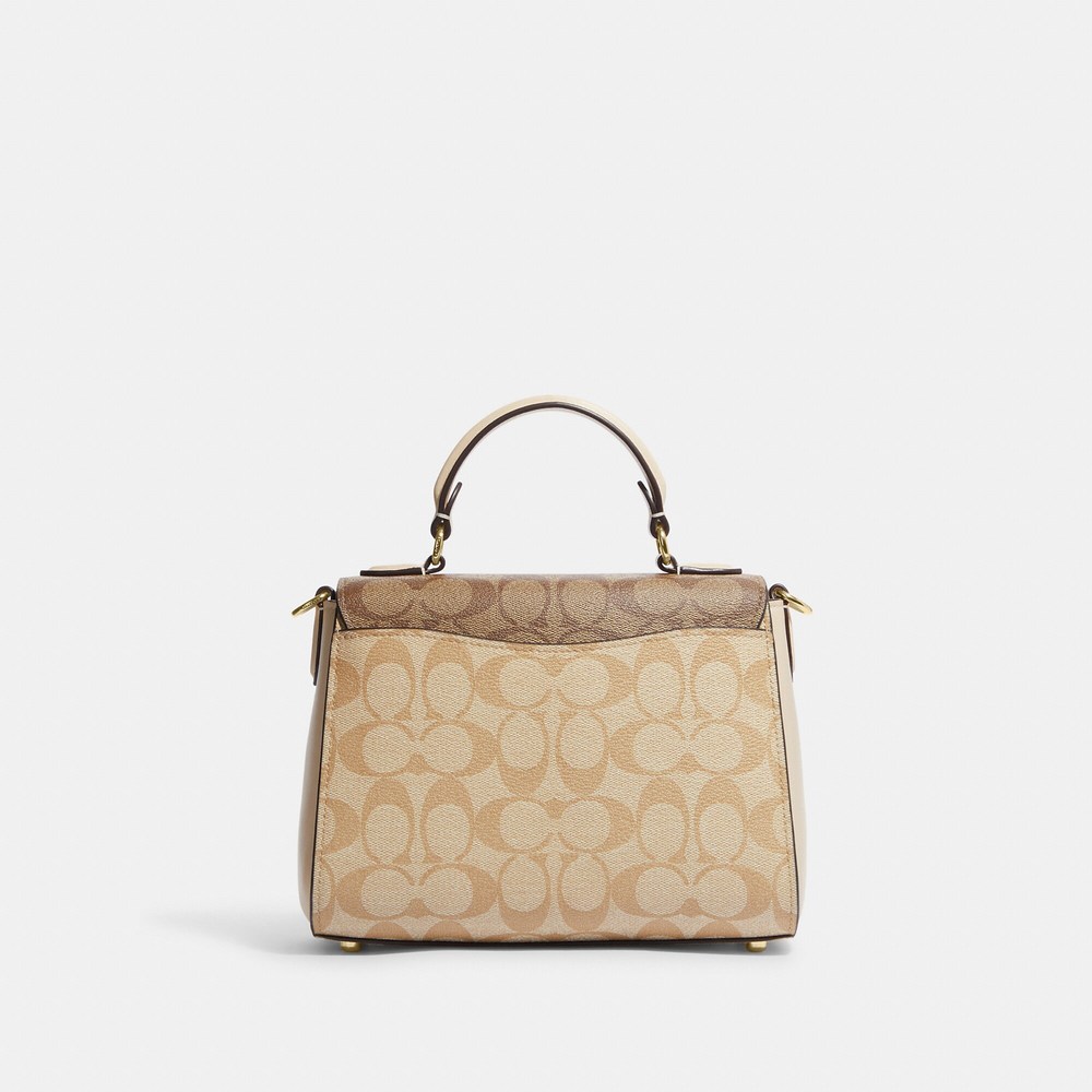 NWT Coach Outlet Morgan Top Handle Satchel In Blocked Signature Canvas - Picture 3 of 7